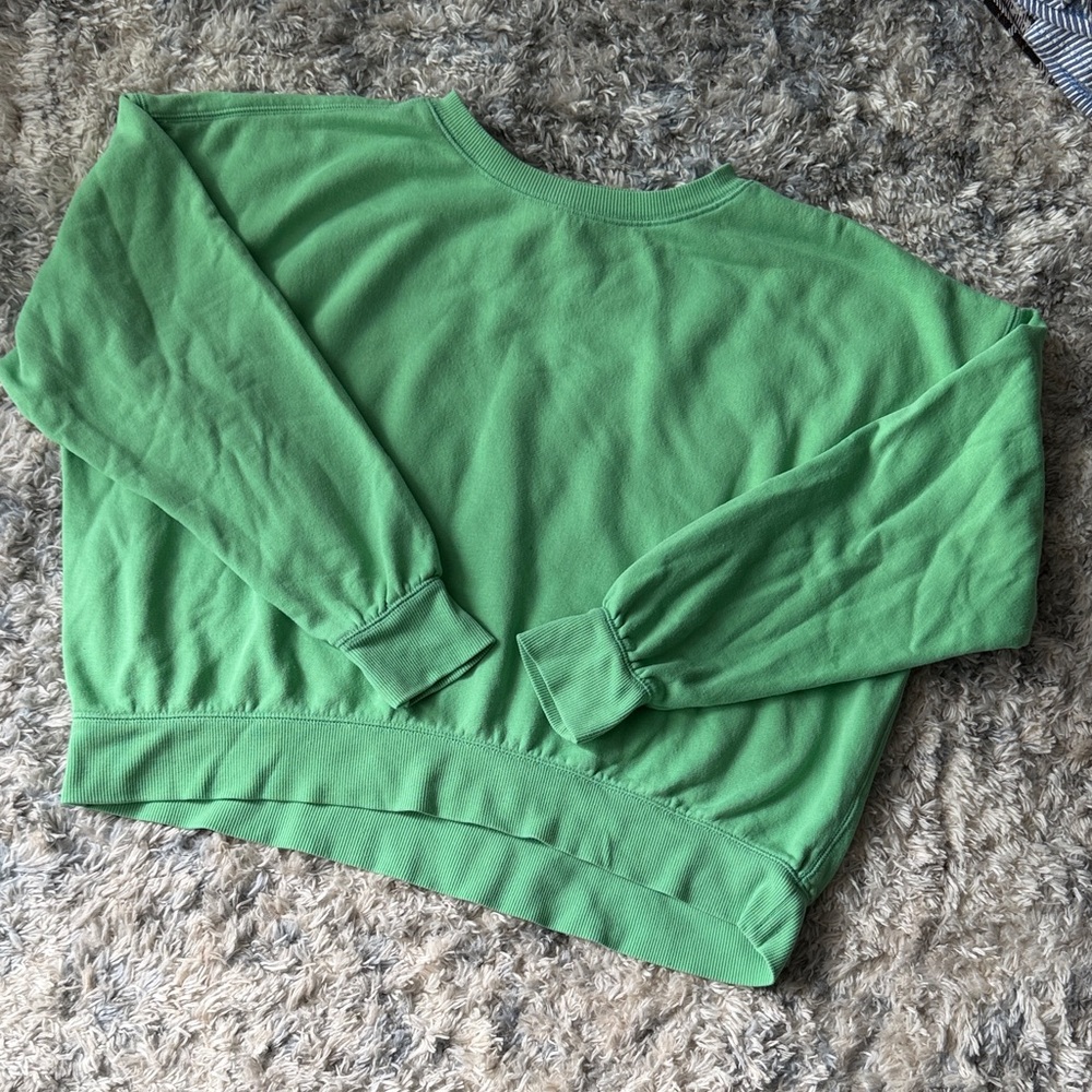 Green Women's Oversized Crop Sweatshirt
